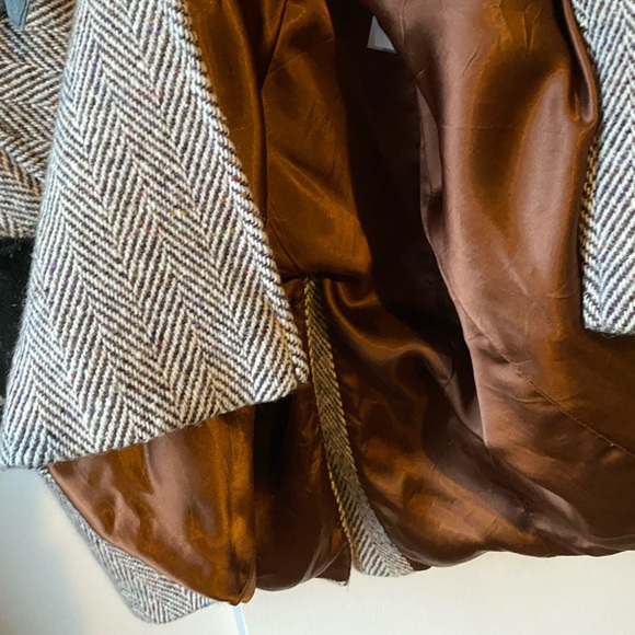 Larry Levine Dress Coat Size 12 Wool Blend Herringbone Tweed Jacket - Picture 5 of 8